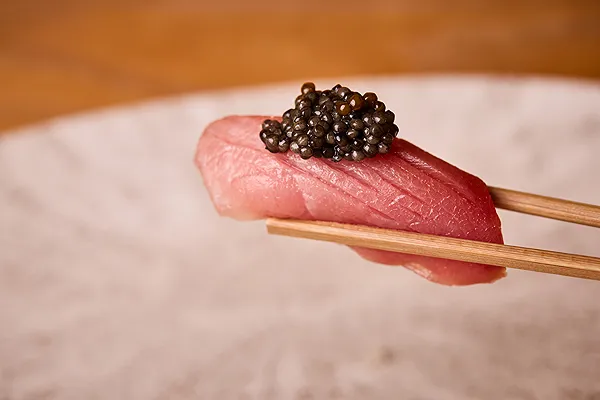 Nigiri sushi topped with caviar