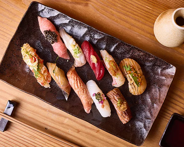 Ten pieces of authentic nigiri sushi set