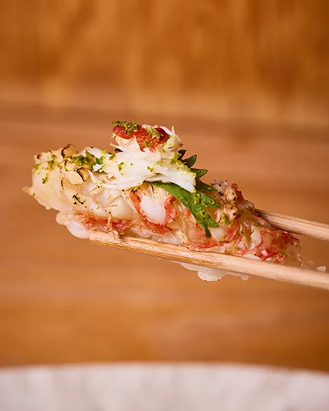 Crafted dish at Omakase sushi counter