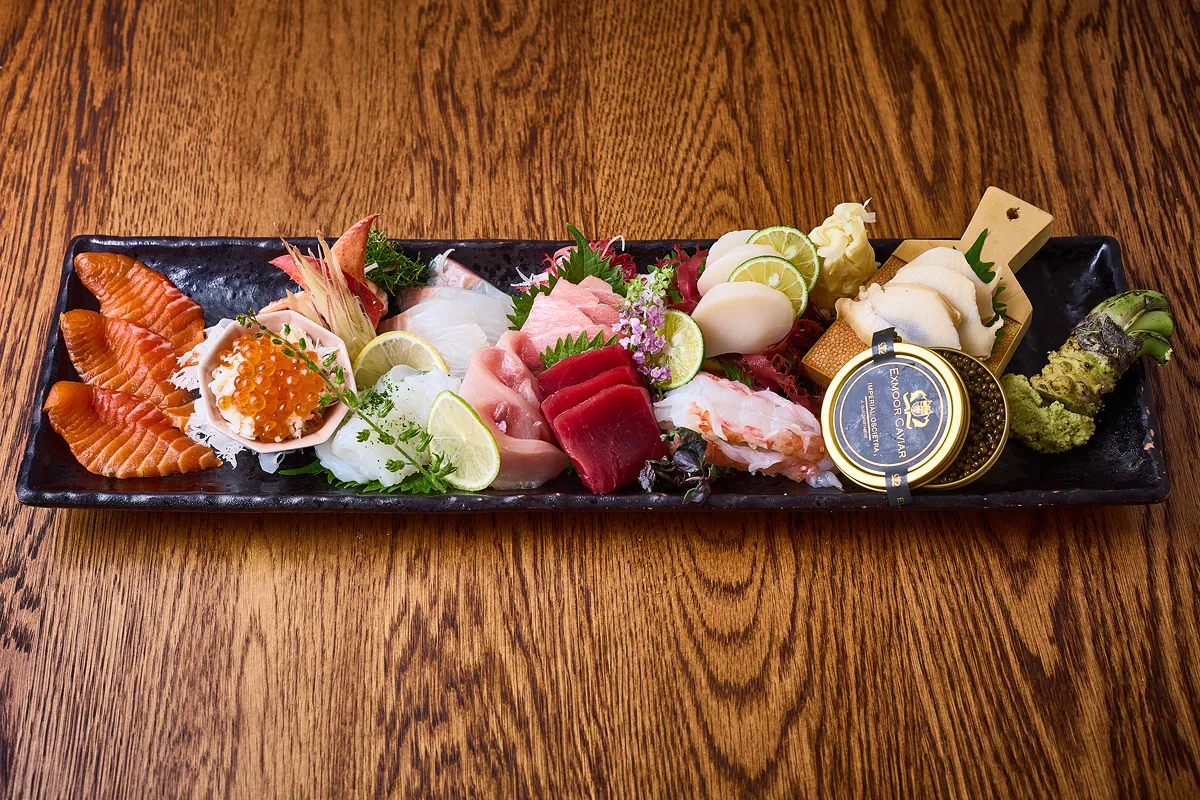 Assorted sashimi with caviar